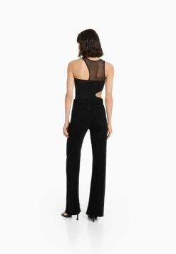 BERSHKA Comfort Straight With Side Slit - Jean Bootcut - Black -Stradivarius Soldes c9f7bdc641f2456b8a4e8aecb3748a87