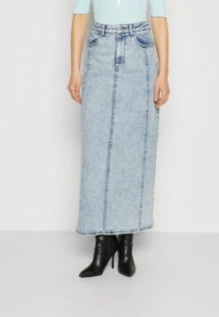 Gestuz Janice Long Skirt - Jupe Longue - Washed Mid Blue