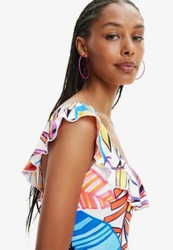 Desigual Asymmetric Strap Swimsuit - Maillot De Bain - Multicoloured -Stradivarius Soldes d51b9430488e4669a0a719e0742a65a0