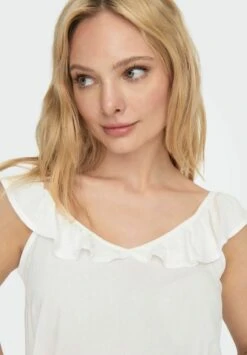 ONLY Gerüschtes - Blouse - Cloud Dancer -Stradivarius Soldes d7d064d12c754ac58b2353778c731ec8