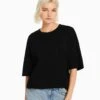 BERSHKA Short Sleeve - T-Shirt Basique - Black -Stradivarius Soldes d8ba6bc7d77443009da491c9b6ade4a3