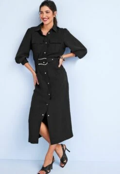 Next Belted Button Down Standard - Robe Chemise - Black