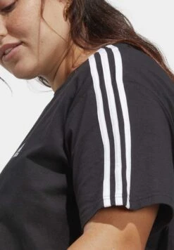 Adidas Sportswear 3-Stripes Crop - T-Shirt Imprimé - Black White -Stradivarius Soldes df4eac7973cb452e9353ca97fb225e23