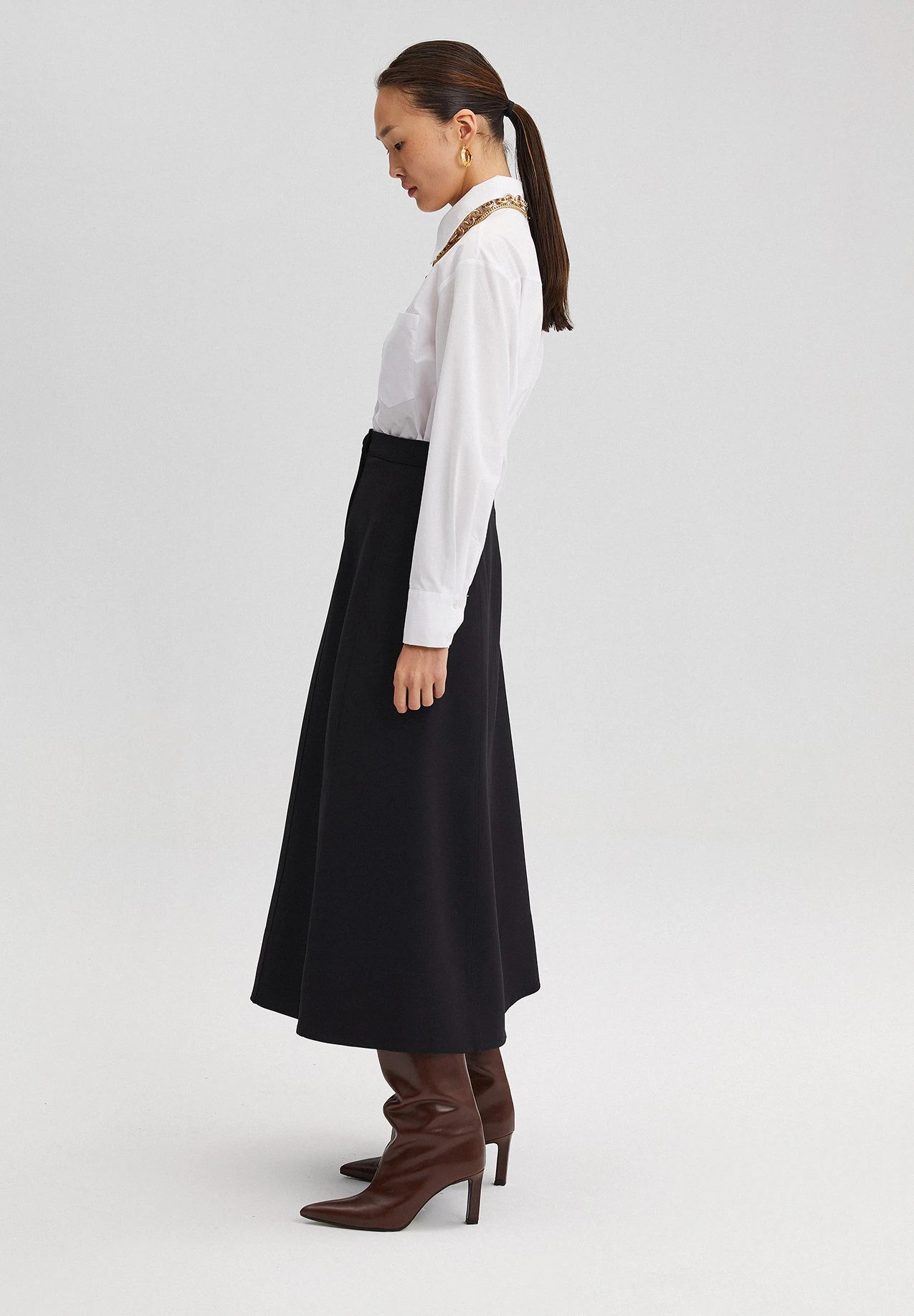 Crepe - Jupe Trapèze - Black 6 Crepe - Jupe Trapèze - Black – Image 4