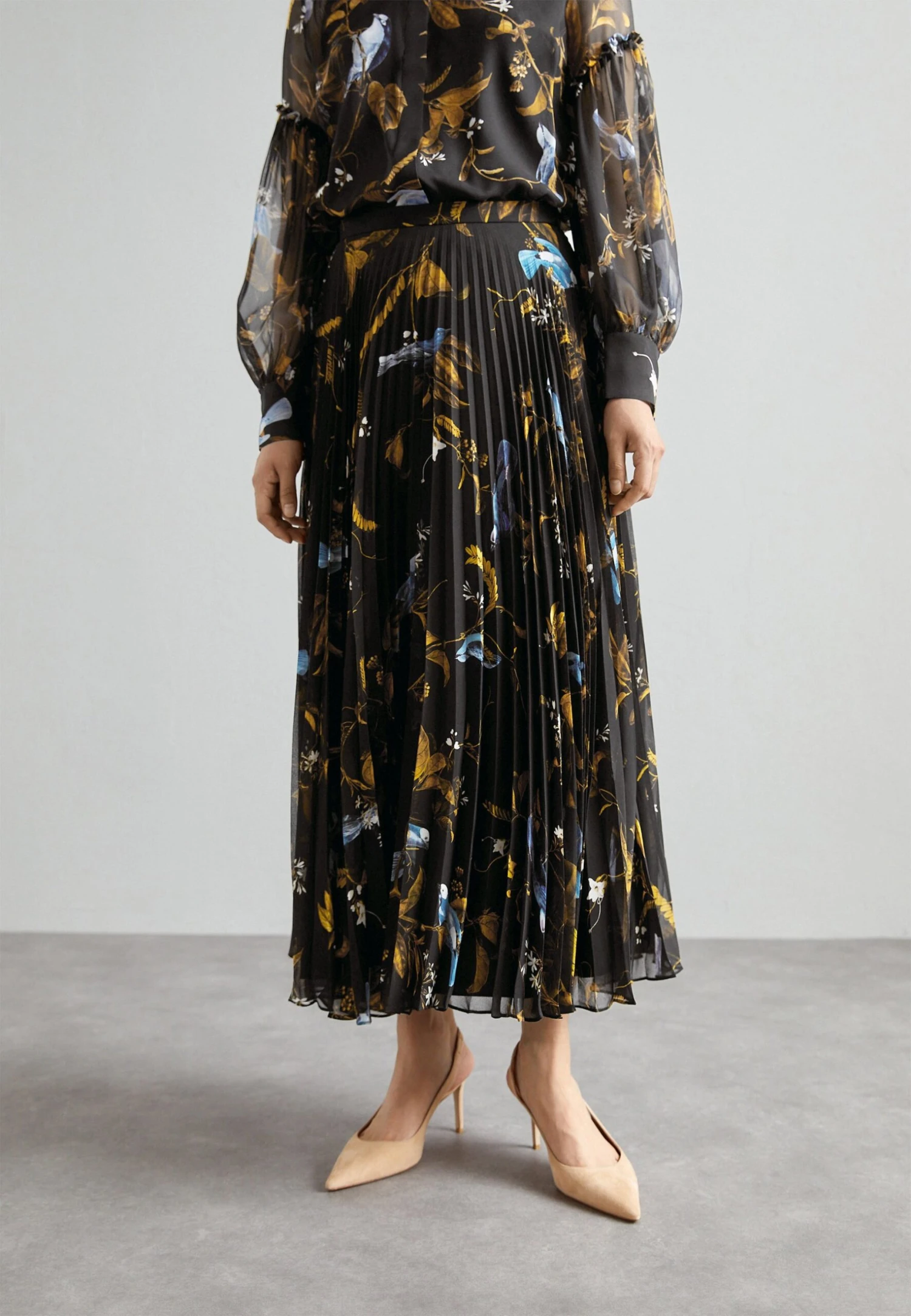 Erdem Midi Length Skirt - Jupe Plissée - Cecilia Birds Black 3 Erdem Midi Length Skirt - Jupe Plissée - Cecilia Birds Black
