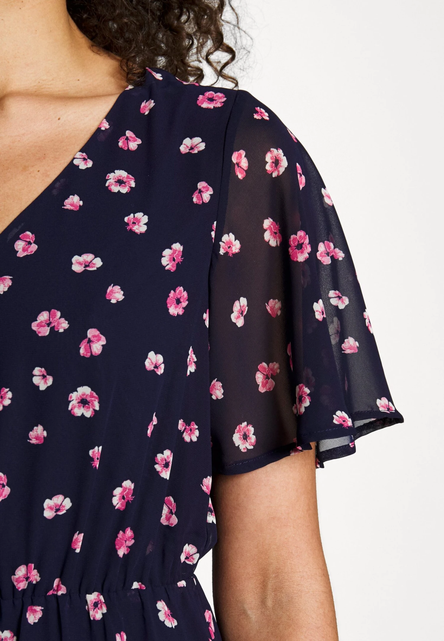 Anna Field V-Neck Sleeve Dress - Robe De Jour - Dark Blue/Pink 10 Anna Field V-Neck Sleeve Dress - Robe De Jour - Dark Blue/Pink – Image 8