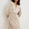 NA-KD In Wickeloptik Aus Mischung - Robe De Jour - Beige