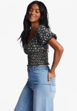 Billabong Love Song Haut À Manches Bouffantes - T-Shirt Imprimé - Black Pebble -Stradivarius Soldes e3690b1d2ca44c298caf118f482fac41