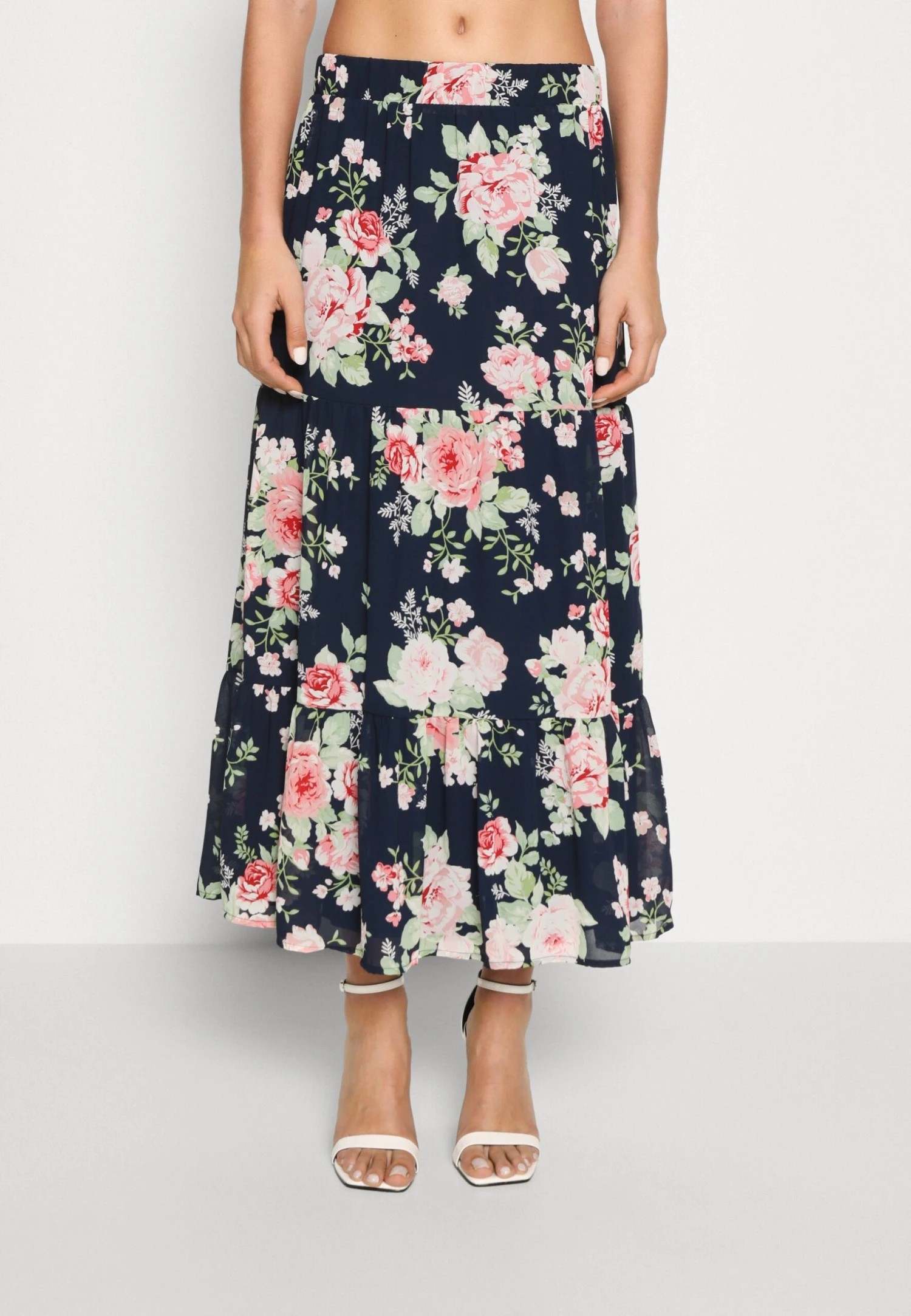 Vila Vimilina Flower Midi Skirt - Jupe Trapèze - Navy 3 Vila Vimilina Flower Midi Skirt - Jupe Trapèze - Navy