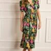 Next Ruched Sleeve Midi - Robe De Jour - Floral -Stradivarius Soldes e95b254806b54bd8a8438b7e9fa4ddff