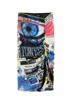 Desigual Slim Gathered Collage - Jupe Crayon - Black -Stradivarius Soldes e9af2e142c9445929fbf012a84018aec