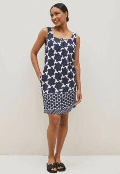 Next Button Down Blend Standard - Robe De Jour - Navy Blue Geo Placement Print