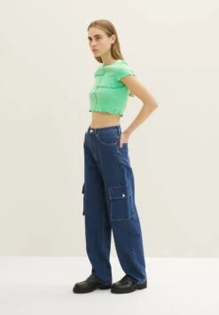 TOM TAILOR Denim Baggy - Jean Droit - Clean Dark Stone Blue Denim -Stradivarius Soldes ef820ce7b1b44b16a283deb977a1c456