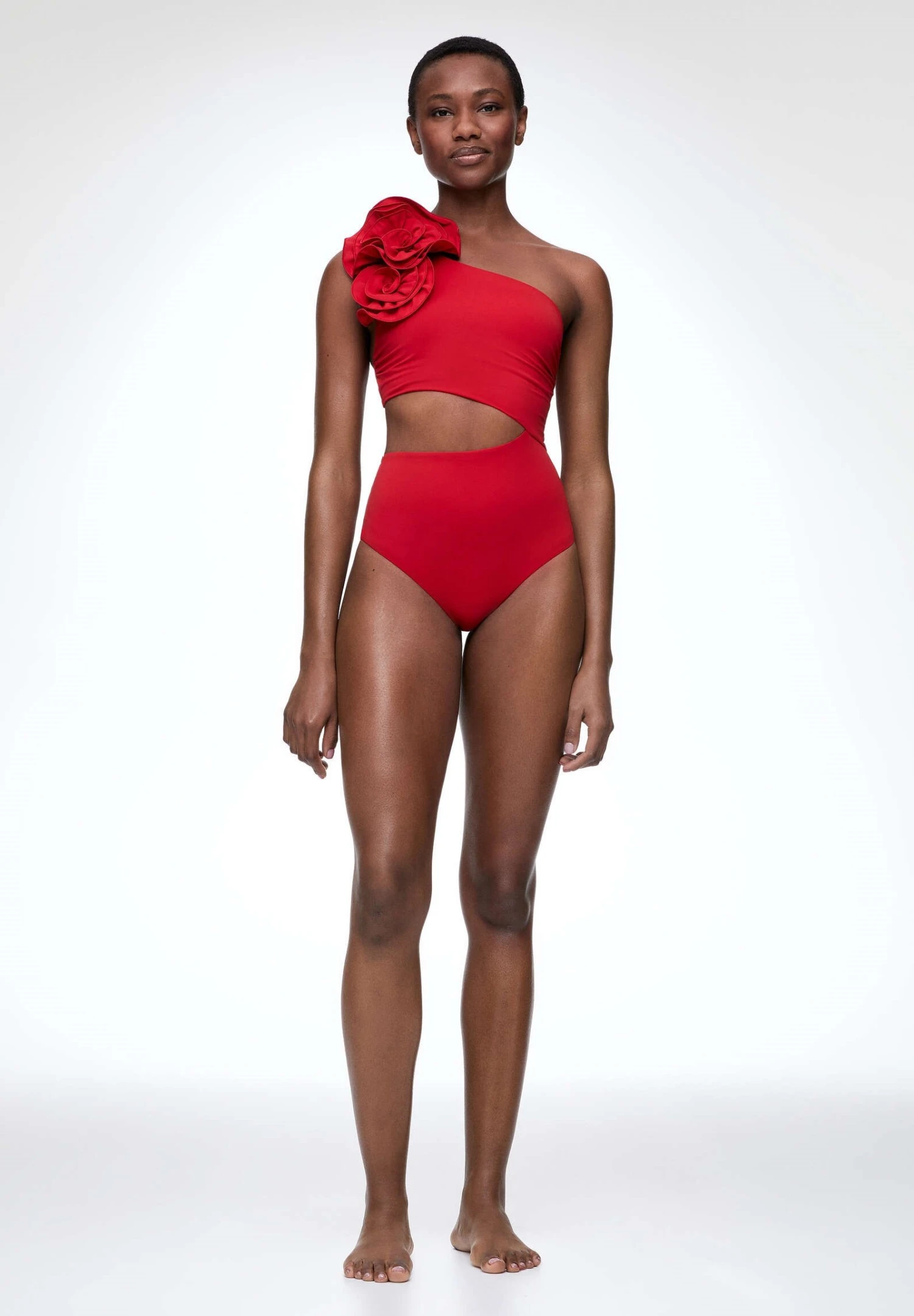 Oysho Floral Asymmetric - Maillot De Bain - Red 4 Oysho Floral Asymmetric - Maillot De Bain - Red – Image 2